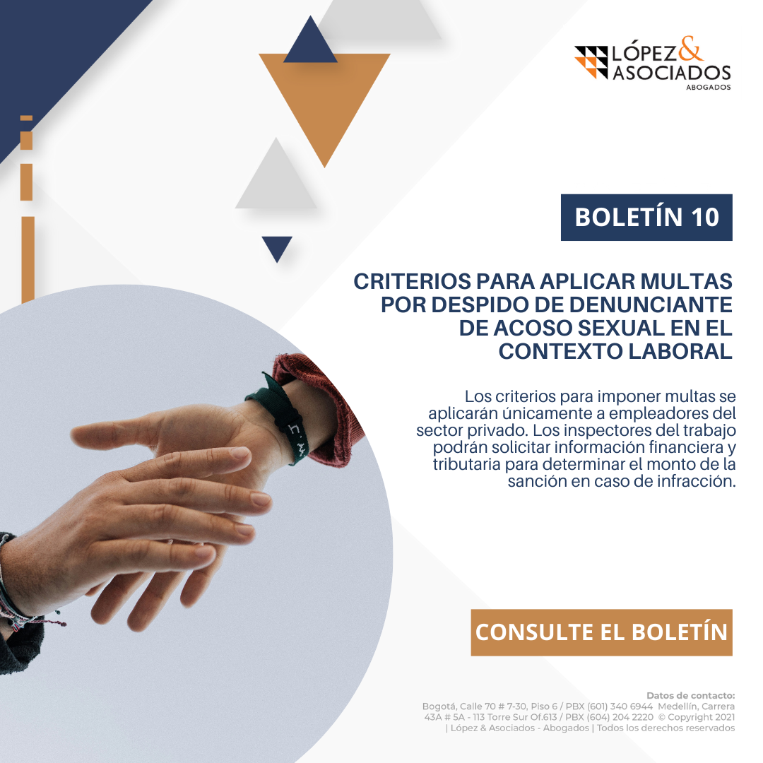 Criterios para aplicar multas por despido de denunciante de acoso sexual en el contexto laboral
